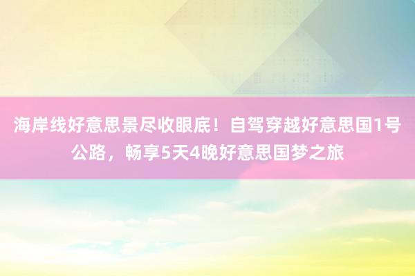 海岸线好意思景尽收眼底！自驾穿越好意思国1号公路，畅享5天4晚好意思国梦之旅