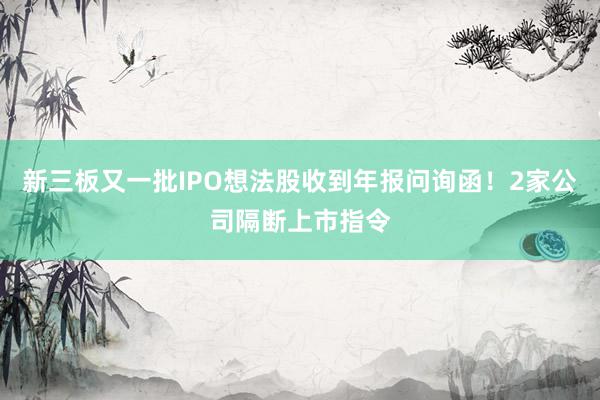 新三板又一批IPO想法股收到年报问询函！2家公司隔断上市指令