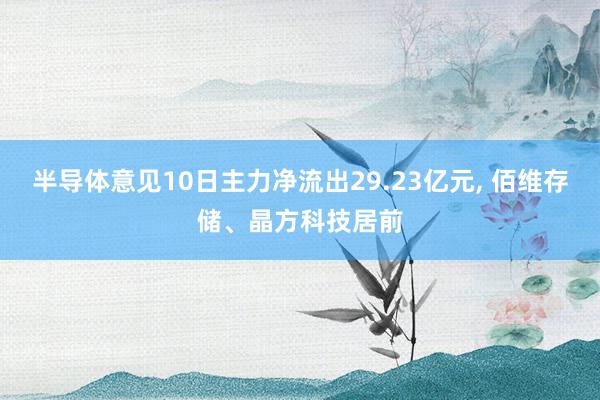 半导体意见10日主力净流出29.23亿元, 佰维存储、晶方科技居前