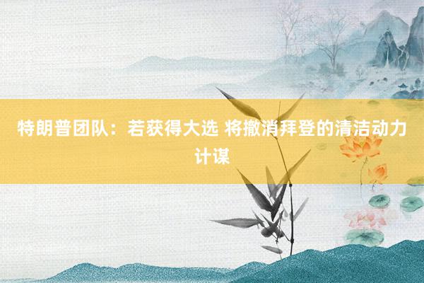 特朗普团队：若获得大选 将撤消拜登的清洁动力计谋