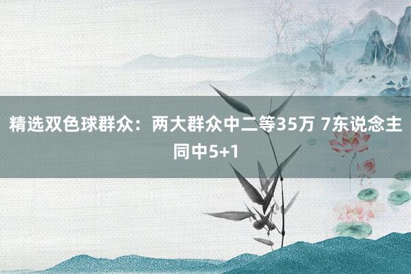 精选双色球群众：两大群众中二等35万 7东说念主同中5+1