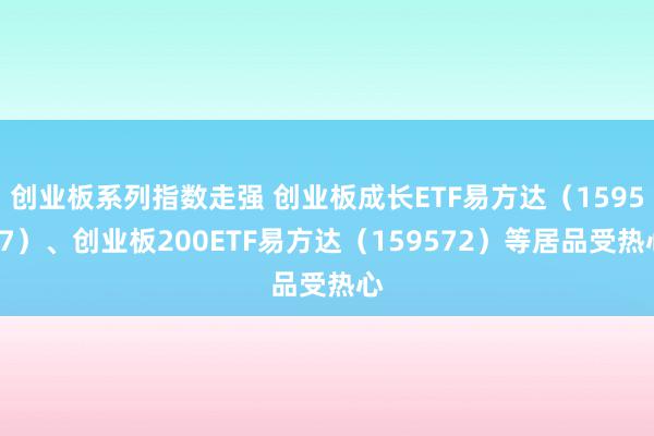 创业板系列指数走强 创业板成长ETF易方达（159597）、创业板200ETF易方达（159572）等居品受热心