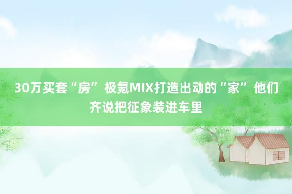 30万买套“房” 极氪MIX打造出动的“家” 他们齐说把征象装进车里